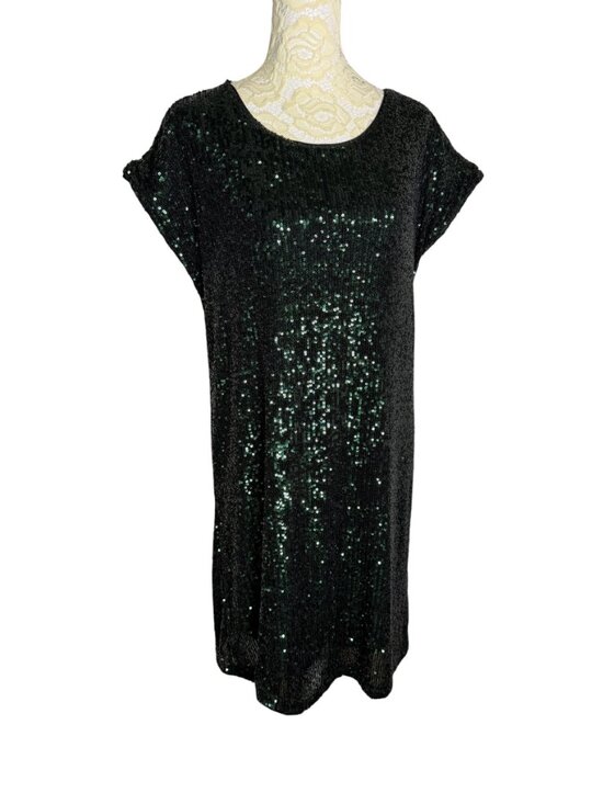 Cable & Gauge Dresses & Skirts - Cable & Gauge Mini Dress Shift Sequin Emerald Green S